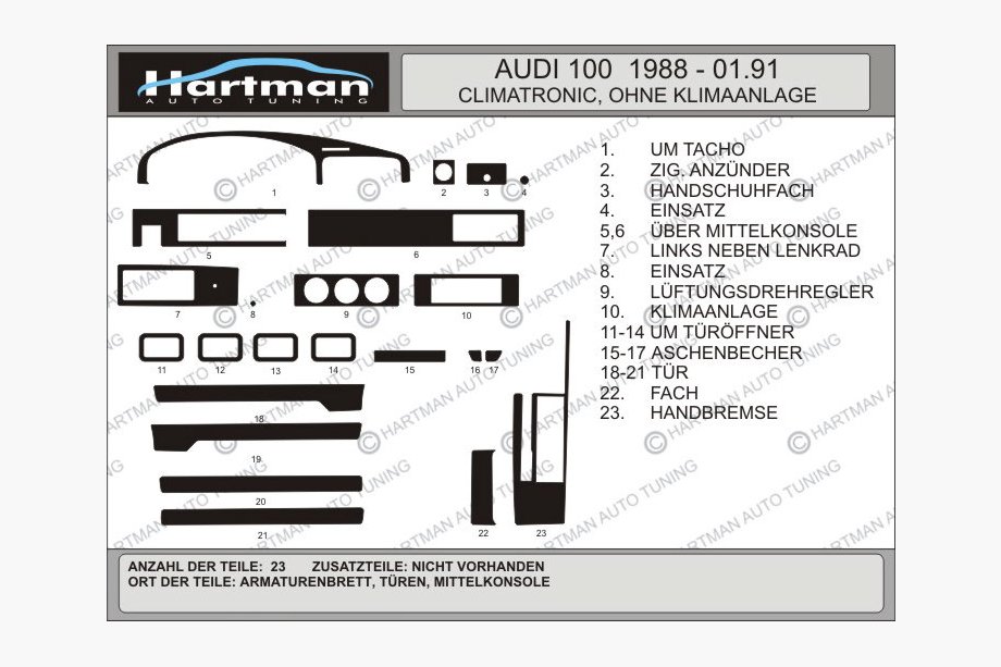 Audi 100 C3 1988-1991 Armaturenbrett Abdeckungen (Hartman) Walnuss Image