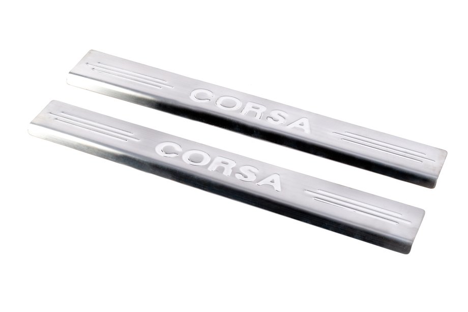 Opel Corsa C 2000-2006 Einstiegsleisten Carmos V2 (2 Stk, Edelstahl) Image