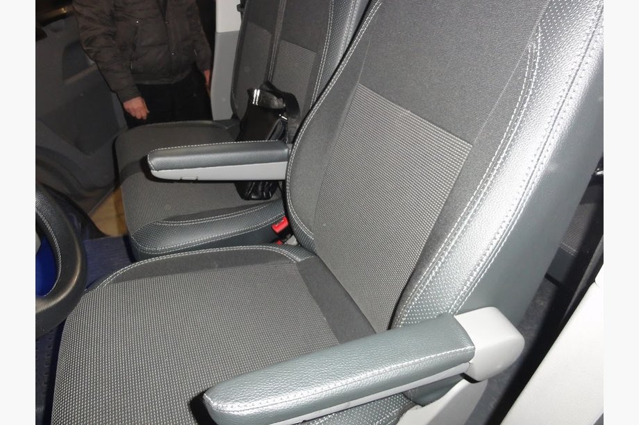 Volkswagen T5 Transporter 2003-2010 Autositzbezüge (Kunstleder↗Stoff, Premium) Komplettset Innenraum ↗ Vordersitze (1↗1) Foto 3