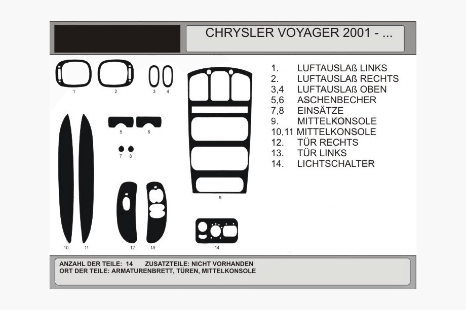 Chrysler Voyager 2001-2007 Armaturenbrett Blenden in Holzoptik (2001↗) Aluminium Image