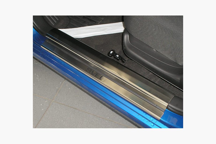 Chevrolet Aveo T250 2005-2011 Einstiegsleisten Nataniko Edelstahl 4 Stk, Standard - Lohmann Band, 0.5 mm Image