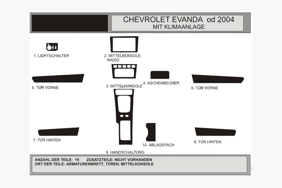 Chevrolet Evanda 2000-2006 Armaturenbrett Abdeckungen (Hartman) Aluminium Image