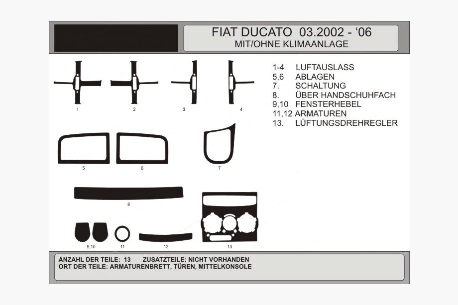 Citroen Jumper 1995-2006 Armaturenbrett Abdeckungen (Modell 2002-2006) Image
