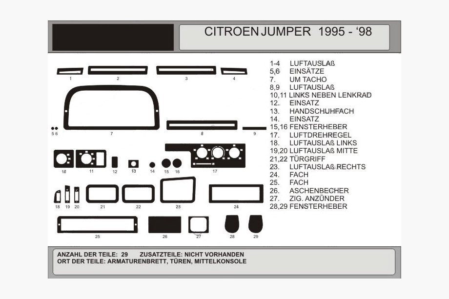 Citroen Jumper 1995-2006 Armaturenbrett Abdeckungen (Modell 1995-1998) Image