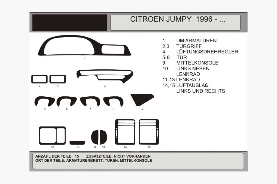 Citroen Jumpy 1996-2007 Armaturenbrett Abdeckungen (Hartman) Image