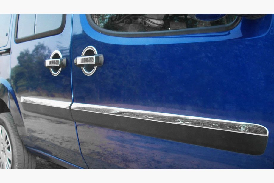 Fiat Doblo I 2005-2010 Türleisten Schmale Ausführung (4 Stk, Edelstahl) OmsaLine - Italienischer Edelstahl Image