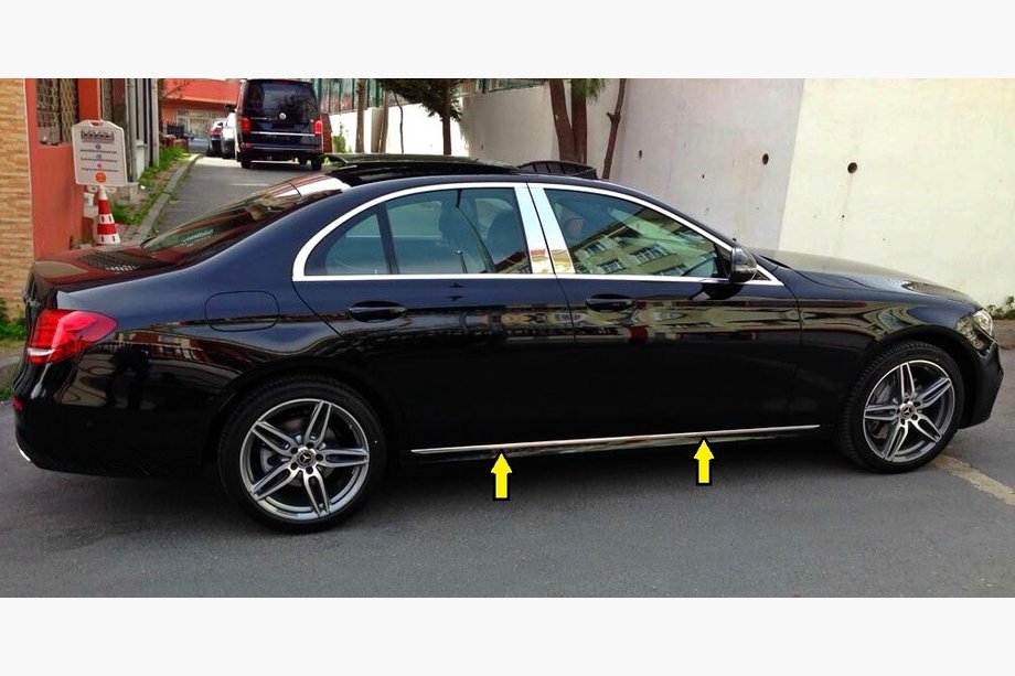 Mercedes E-class W213 2016-2023 Chrom Türleisten Typ-1 (4 Stk, Edelstahl) Image