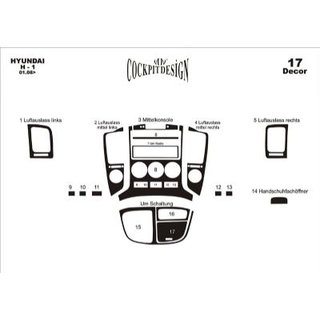 Armaturenbrett Abdeckungen (kleines Set) Hyundai H300, H1, Starex 2008-2020 Foto 2