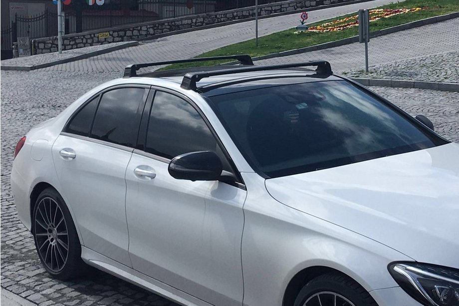 Mercedes C-class W205 2014-2021 Dachträger für Originalbefestigungspunkte (2 Stk, abschließbar) Grau Image