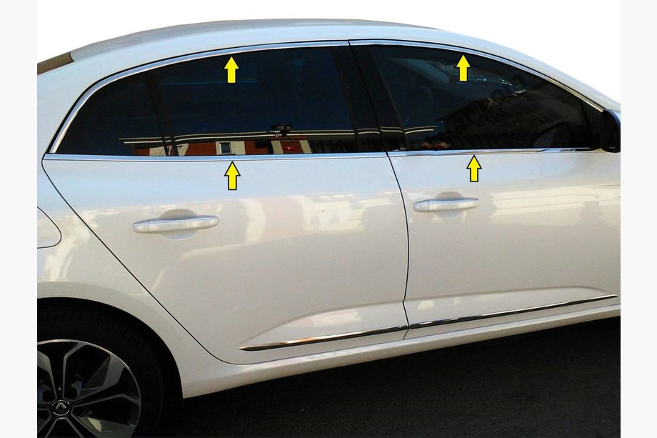 Renault Megane IV 2016-2025 Komplette Fensterumrandung (Sedan, 12-tlg., Edelstahl) OmsaLine - Italienischer Edelstahl Foto 2