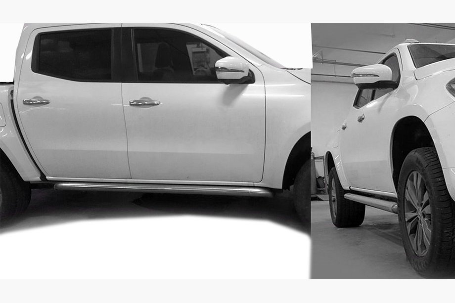 Mercedes X class 2017-2020 Seitliche Rohre mit Schräge (2 Stk., Edelstahl) Image
