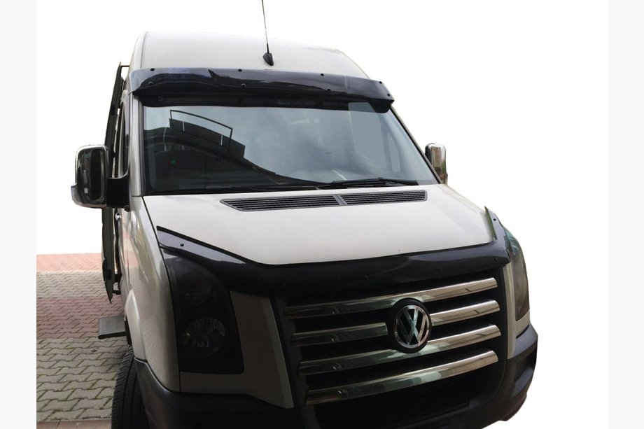 Volkswagen Crafter 2006-2016 Frontscheibenblende auf Rahmen V1 (schwarz glanz, 5mm) Image