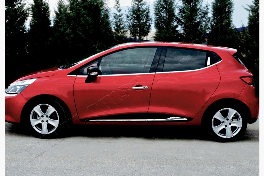 Renault Clio IV 2012-2019 Türleisten mit Vertiefung (4 Stk, Edelstahl) Image