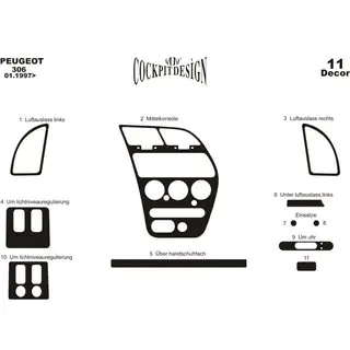 Armaturenbrett Abdeckungen (1997-2001) Peugeot 306 1993-2001 Foto 2