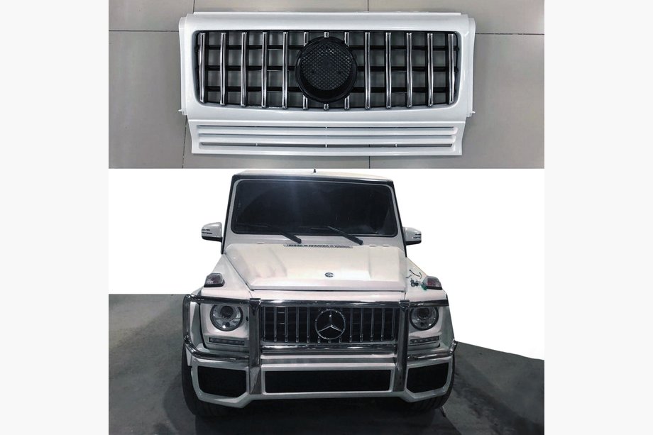 Mercedes G class W463 1990-2018 Frontgrill (GT, mit Chromleisten) Schwarz mit Chromstreifen Foto 3