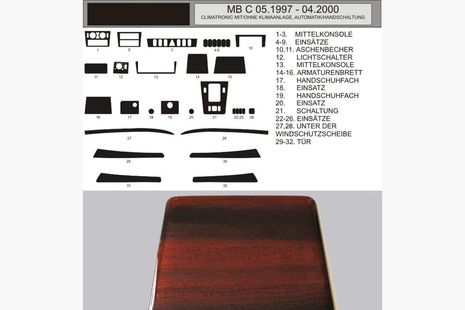 Mercedes C-class W202 1993-2001 ANGEBOT! Armaturenbrett Blenden in Holzoptik (1997-2000) Image