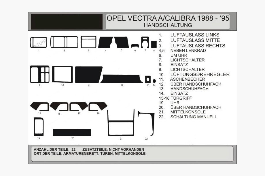 Opel Vectra A 1987-1995 Armaturenbrett Abdeckungen (Hartman) Image