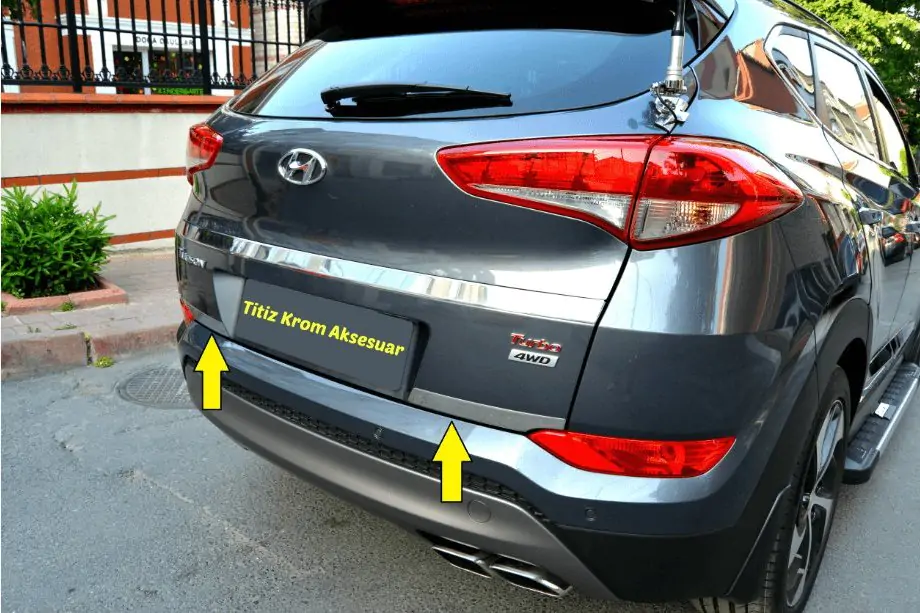 Hyundai Tucson TL 2016-2021 Kofferraumleisten Abdeckung (2-teilig, Edelstahl) Foto 1