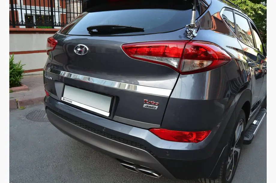 Hyundai Tucson TL 2016-2021 Kofferraumleisten Abdeckung (2-teilig, Edelstahl) Foto 4