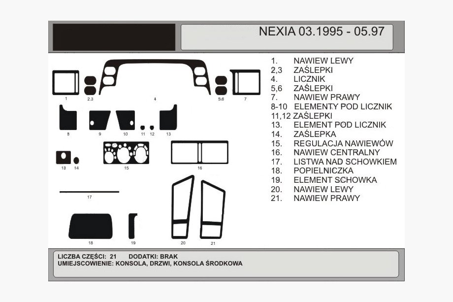 Daewoo Nexia 1995-2016 ANGEBOT! Armaturenbrett Blenden in Holzoptik (1995-1997) Image