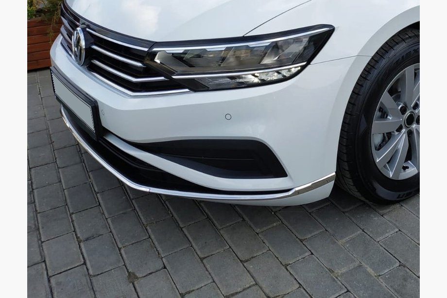 Volkswagen Passat B8 2015-2023 Edelstahl Abdeckung für vordere Stoßstange (2019+, 3 Stk) Carmos - Türkischer Edelstahl Image