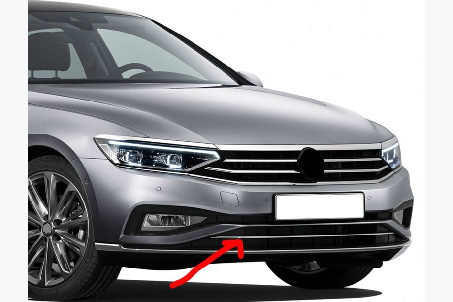 Volkswagen Passat B8 2015-2023 Obere Leiste für Stoßstange (2019+, 1 Stk, Edelstahl) Foto 1