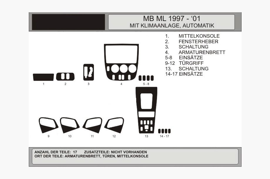 Mercedes ML W163 1997-2005 Armaturenbrett Abdeckungen (Vip, Polen) ANGEBOT! Carbon Image