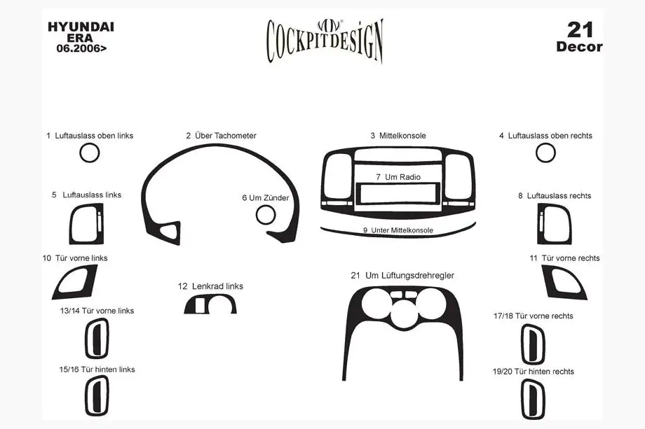 Hyundai Accent 2006-2010 Armaturenbrett Abdeckungen Foto 4