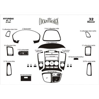 Armaturenbrett Abdeckungen (Big Set) Hyundai H300, H1, Starex 2008-2020 Foto 2