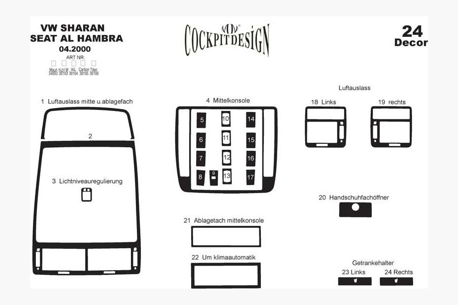 Ford Galaxy 1995-2006 Armaturenbrett Abdeckungen Titan Foto 11