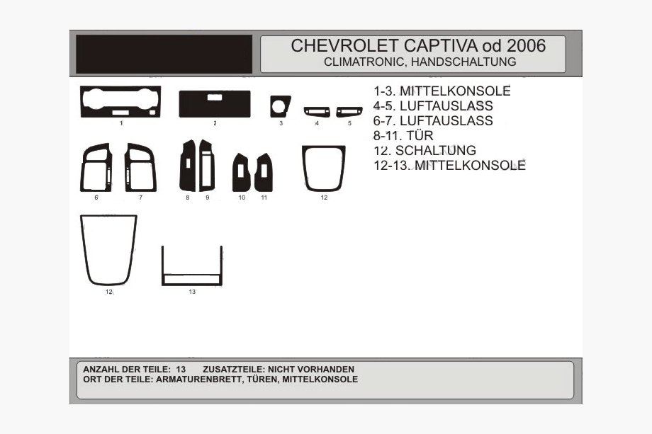 Chevrolet Captiva 2006-2019 Armaturenbrett Abdeckungen Aluminium Image