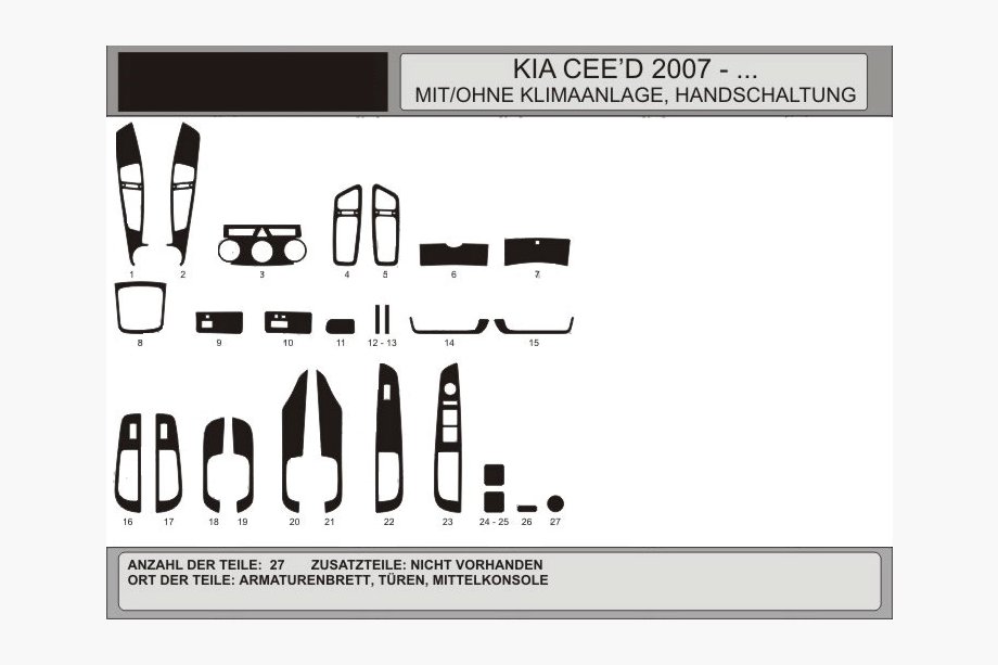Kia Ceed 2007-2012 Armaturenbrett Abdeckungen Image