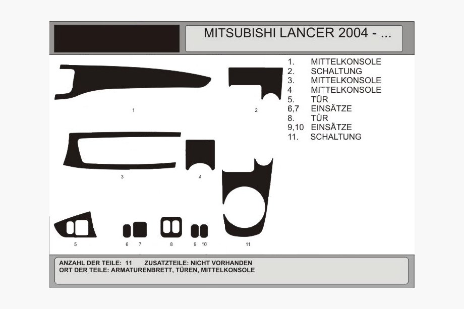 Mitsubishi Lancer 9 2004-2008 Armaturenbrett Abdeckungen (Hartman) Carbon Image