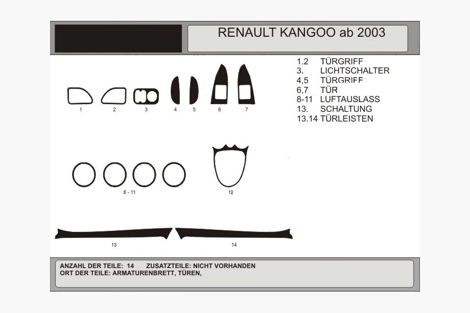 Renault Kangoo 1998-2008 Armaturenbrett Abdeckungen (Hartman) Blau Image
