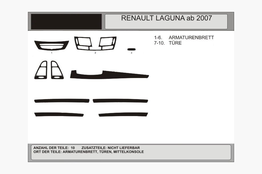 Renault Laguna 2007-2015 Armaturenbrett Abdeckungen (Hartman, Polen) Aluminium Image