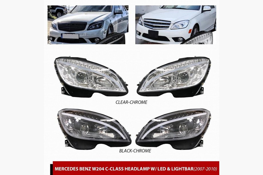 Mercedes C-class W204 2007-2015 LED Frontscheinwerfer (2007-2011, 2 Stk) Schwarz Image