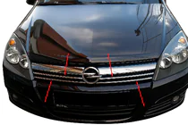 Opel Astra H 2004-2013 Chrom Kühlergrill Abdeckungen (4 Stk., Edelstahl) Foto 1