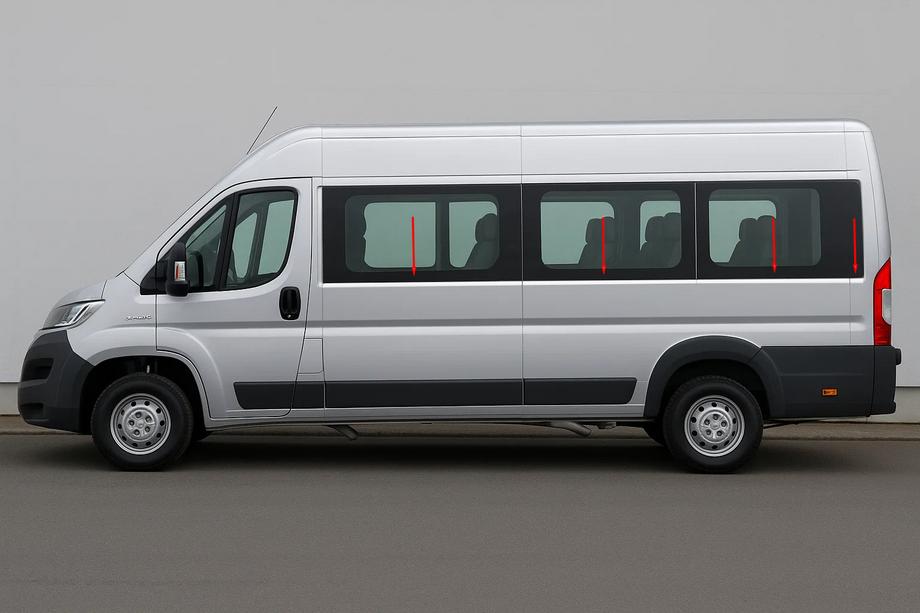 Peugeot Boxer 2006-2025 Untere Fensterzierleisten Edelstahl Set Langer Radstand Foto 1