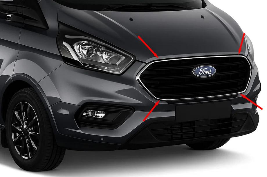 Ford Custom 2013-2022 Chrom Rahmen für Kühlergrill 2018+ (4 Stk., Edelstahl) Foto 1