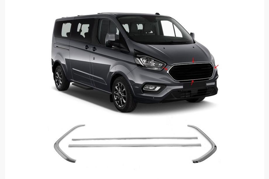 Ford Custom 2013-2022 Chrom Rahmen für Kühlergrill 2018+ (4 Stk., Edelstahl) Foto 3