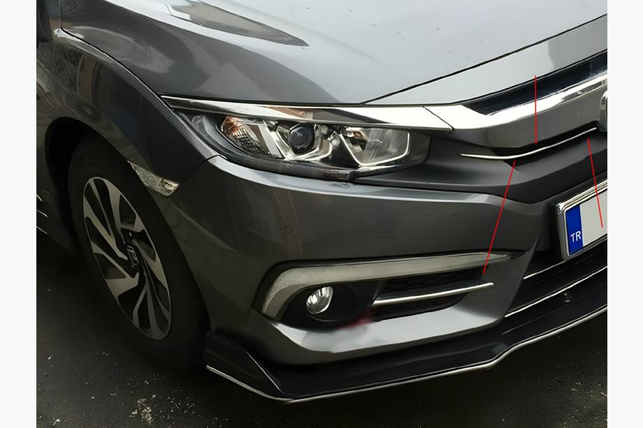 Honda Civic Sedan 2021- Chrom Kühlergrill Blenden (2 Stk, Edelstahl) Image