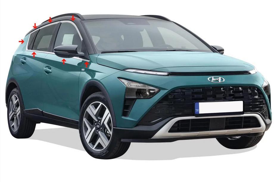 Hyundai Bayon 2021- Fensterrahmen Zierleisten komplett (14-tlg, Edelstahl) Image