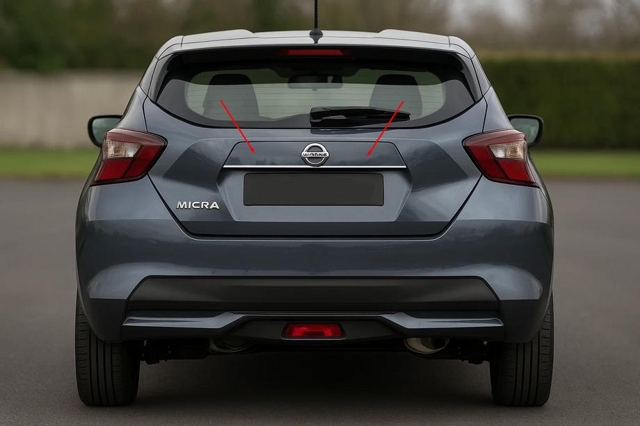 Nissan Micra K14 2016- Chromleiste über dem Kennzeichen OmsaLine (Edelstahl) Foto 1
