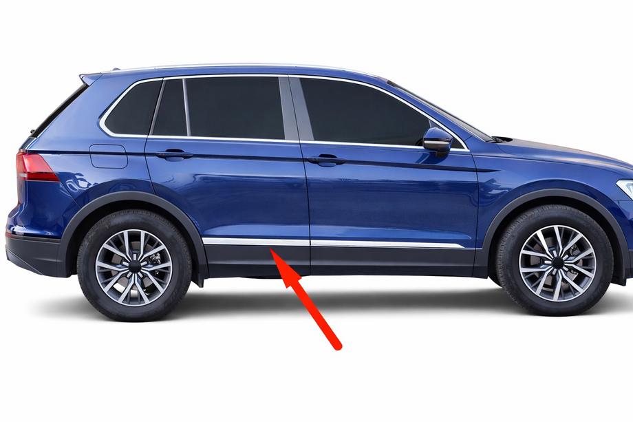 Volkswagen Tiguan 2016-2023 Türleisten OmsaLine für AllSpace (4 Stk, Edelstahl) Foto 1