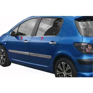 Fensterrahmen Zierleisten Edelstahl Aussen (4 Stk) Peugeot 307 2001-2008 Foto 1