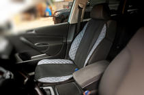 Autositzauflage ECO und Stoff (1 Stk, Grau mit grauer Naht + Stoff) Foto 4