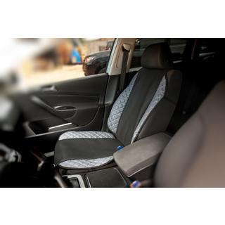 Autositzauflage ECO und Stoff (1 Stk, Grau mit grauer Naht + Stoff) Foto 4