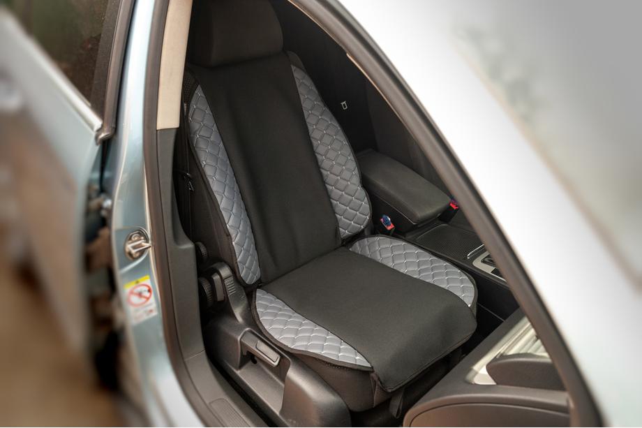 Autositzauflage ECO und Stoff (1 Stk, Grau mit grauer Naht + Stoff) Image