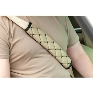 Sicherheitsgurtpolster ECO (2 Stk, Beige mit schwarzer Naht) Foto 1