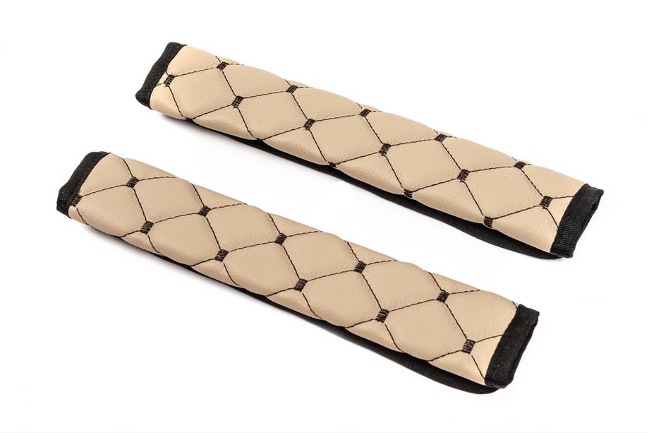 Sicherheitsgurtpolster ECO (2 Stk, Beige mit schwarzer Naht) Foto 3